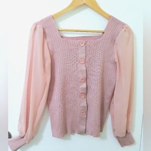 NWOT Boutique Made Knit Pink Blouse